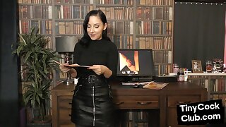 Latex femdom mocking tiny dick incel