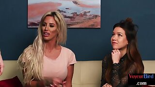 Handjob loving voyeur sluts tempting lad